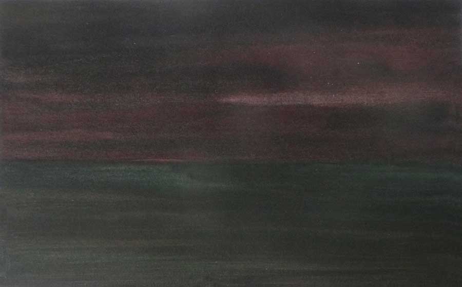 Crépuscule, encres sur papier, ht18 x 26 cm