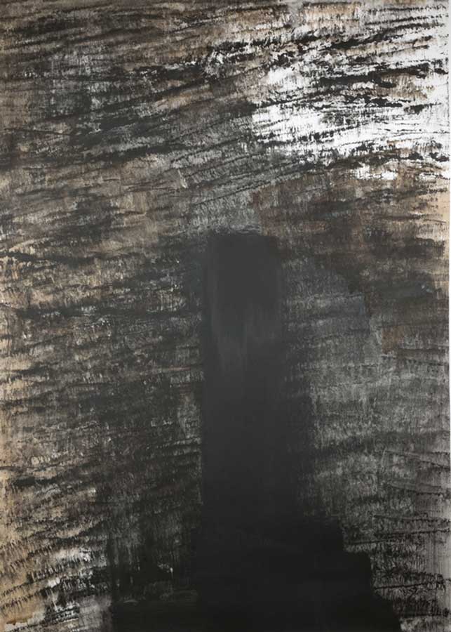 Grande falaise, graphite et encre sur papier, ht 114 x 84 cm